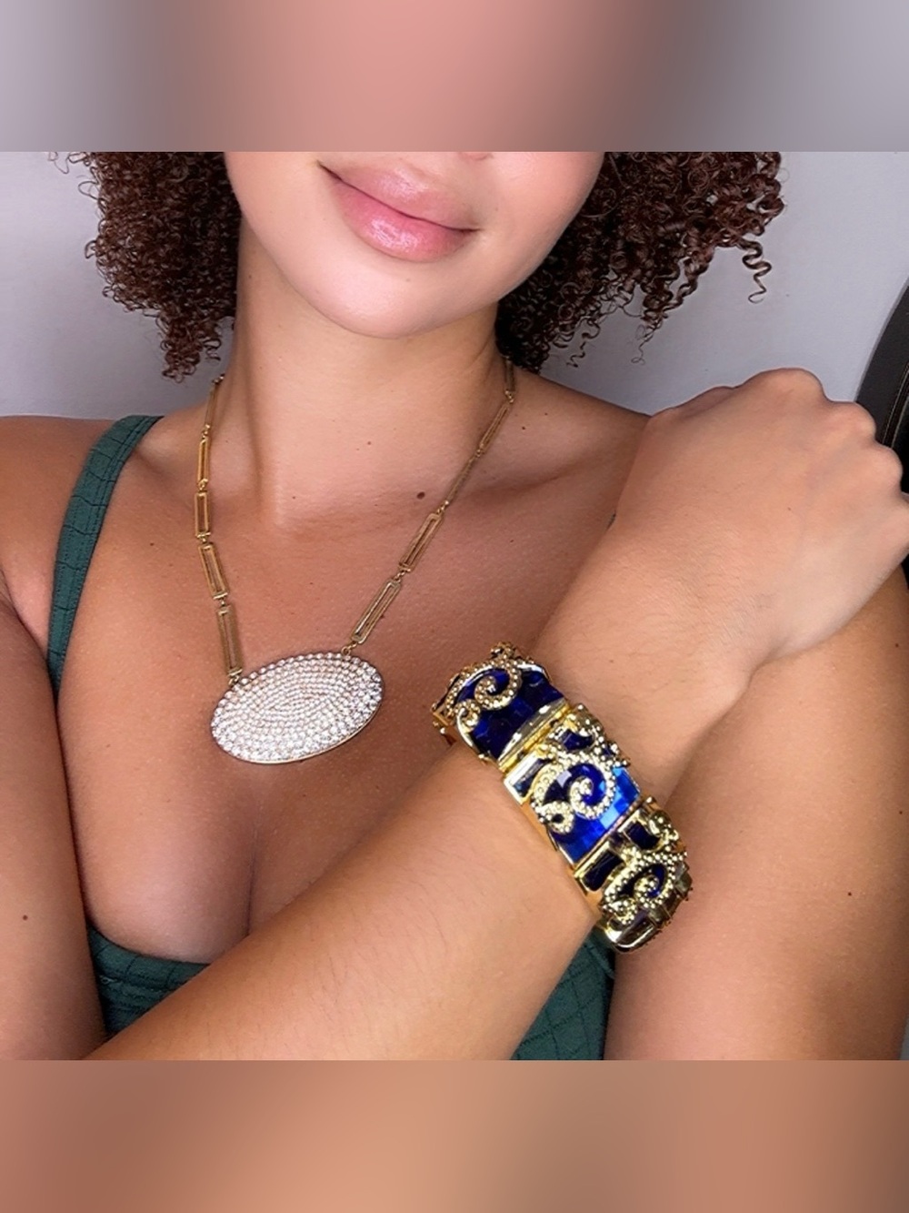 Blue Enamel Statement Bracelet